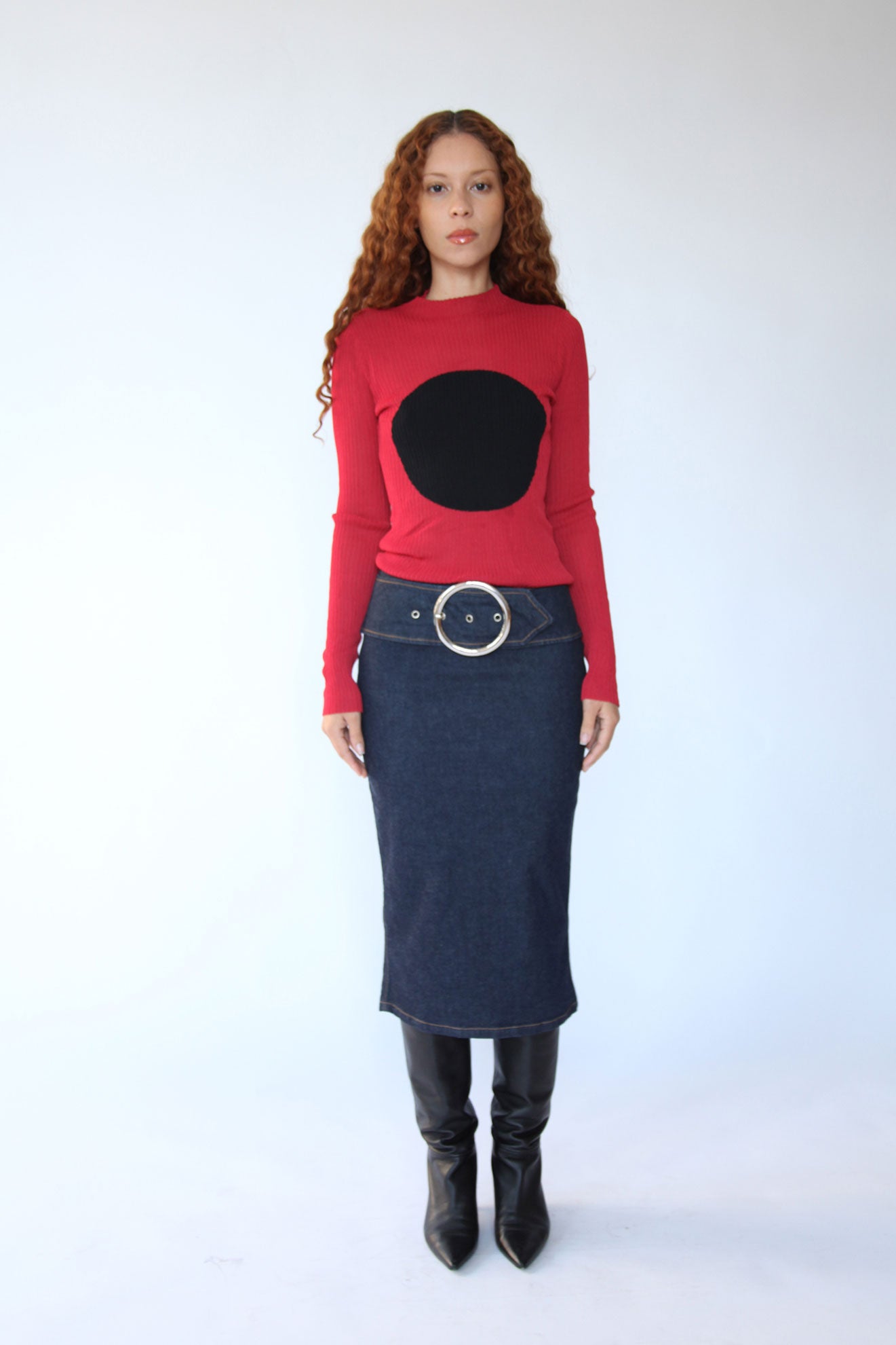 Dolce Gabbana 90s Belted Denim Skirt