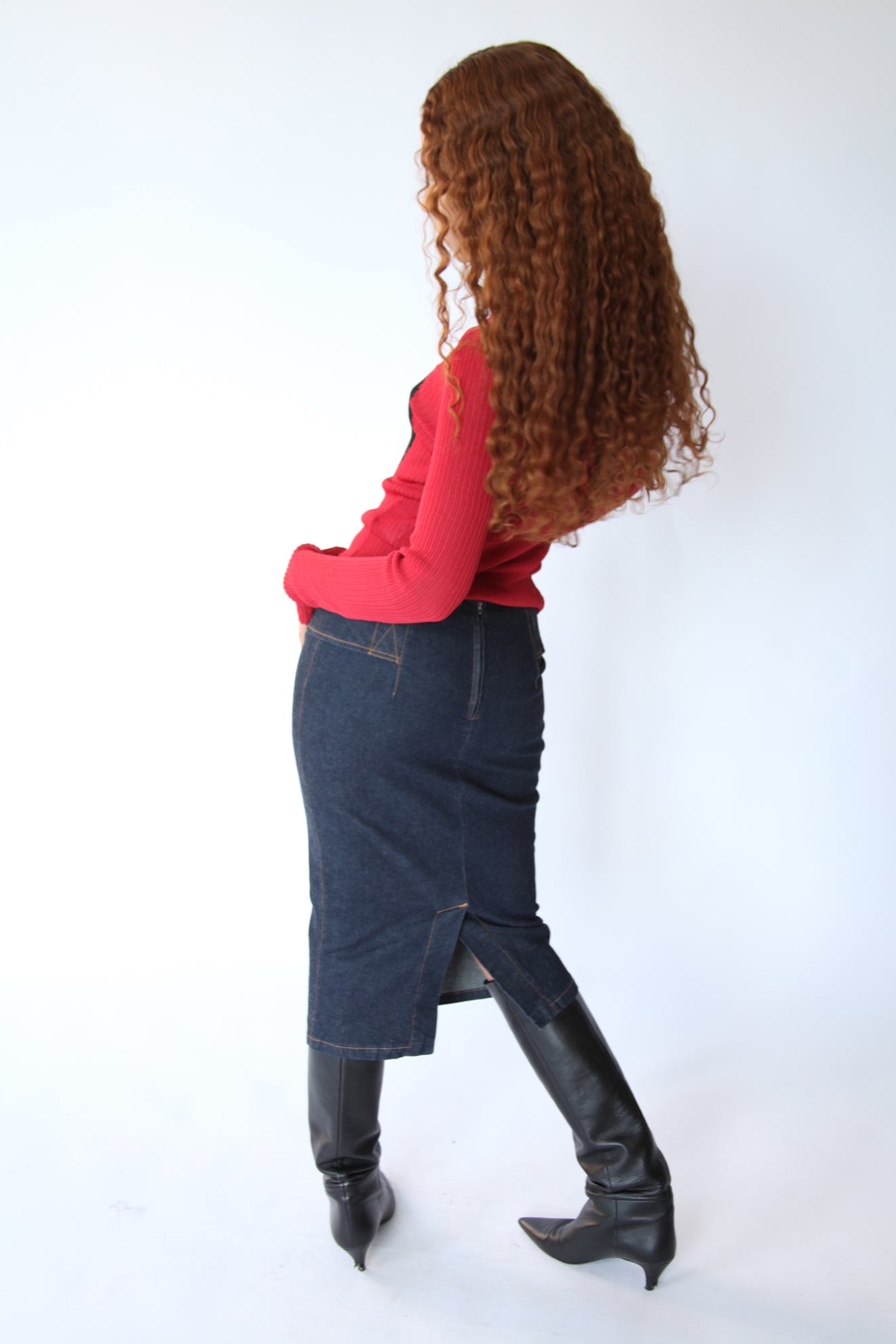 Dolce Gabbana 90s Belted Denim Skirt