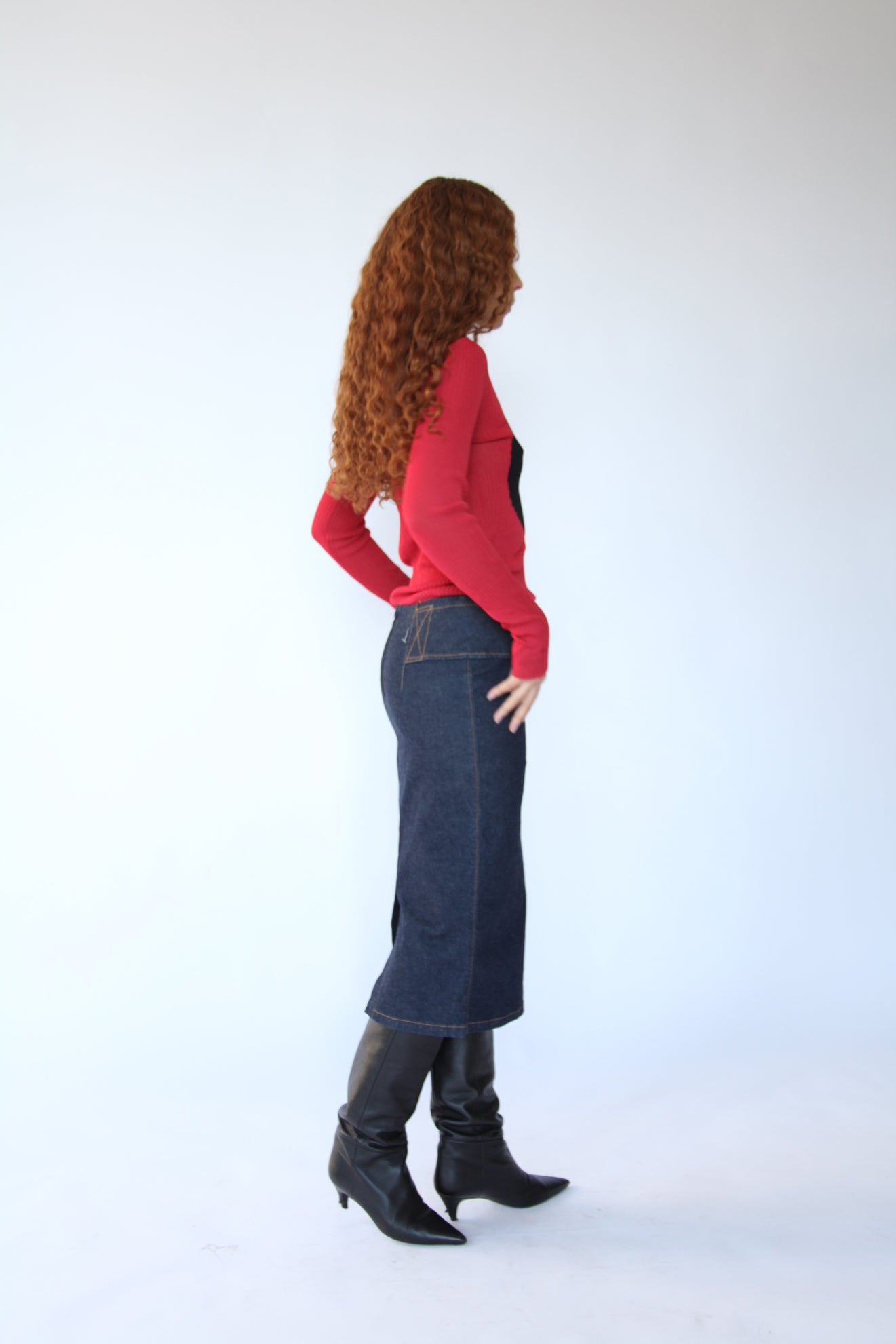 Dolce Gabbana 90s Belted Denim Skirt