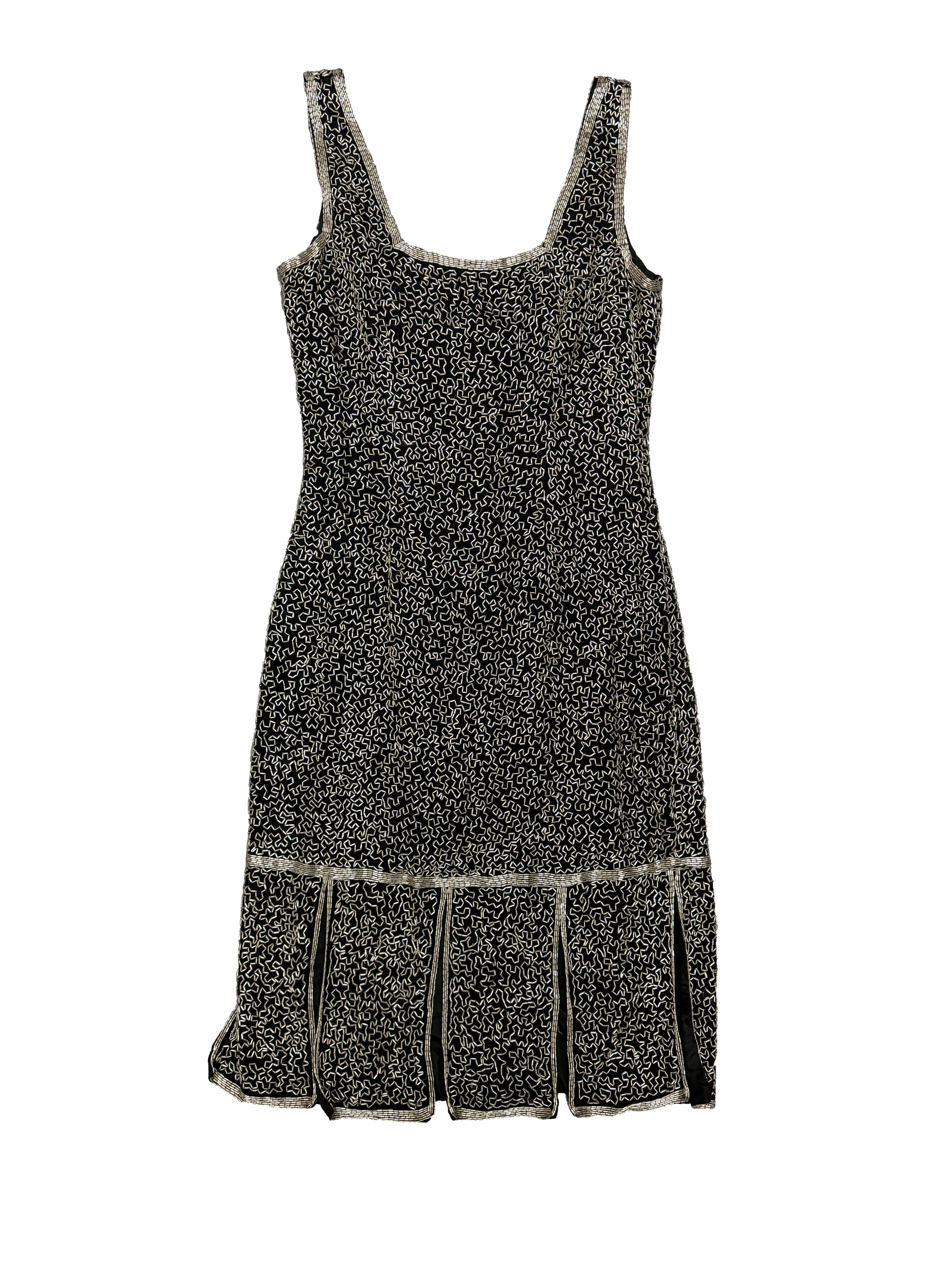 Lawrence Kazar Silk Beaded Dress