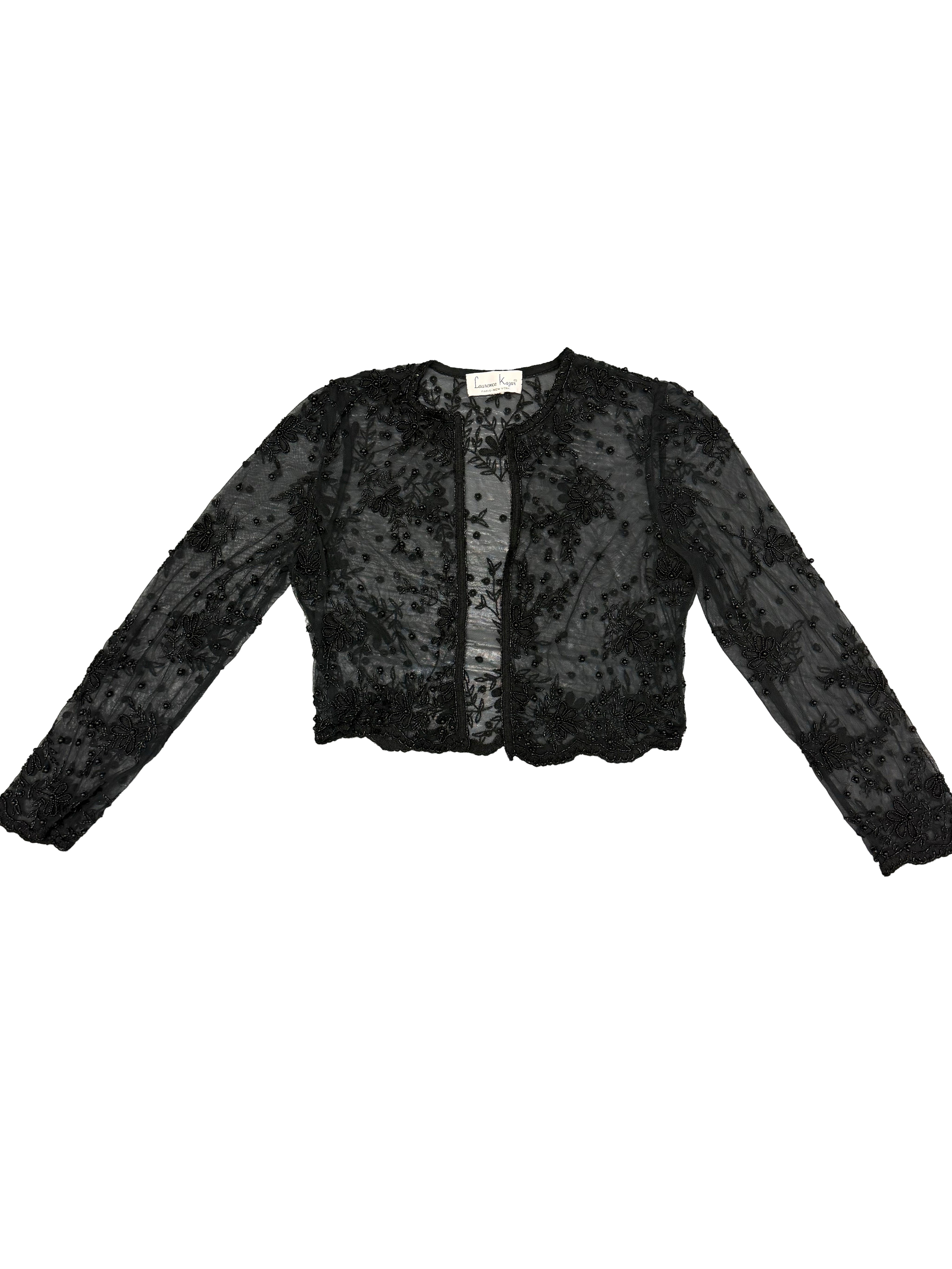 Lawrence Kazar Beaded Mesh Cardigan