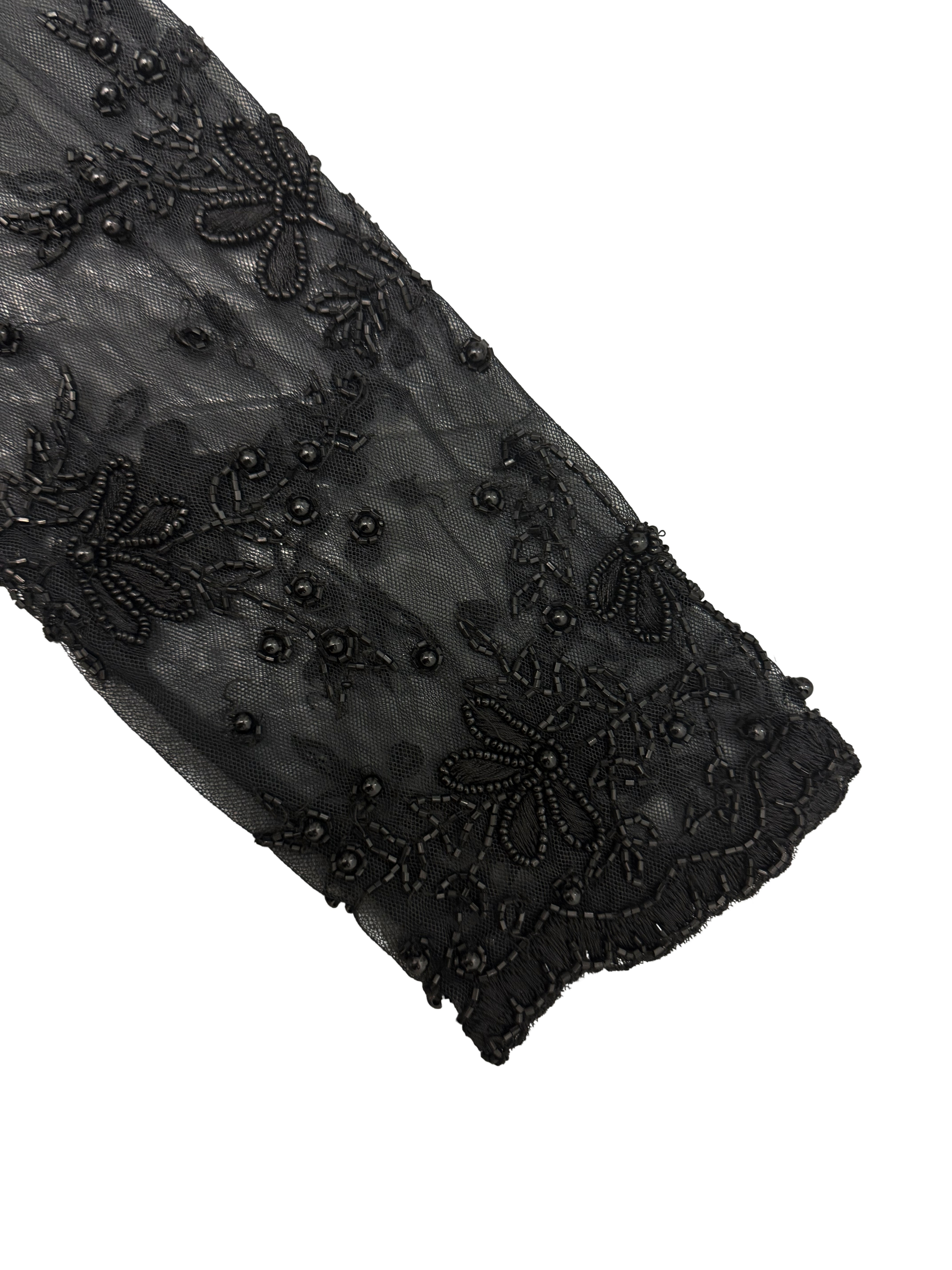 Lawrence Kazar Beaded Mesh Cardigan