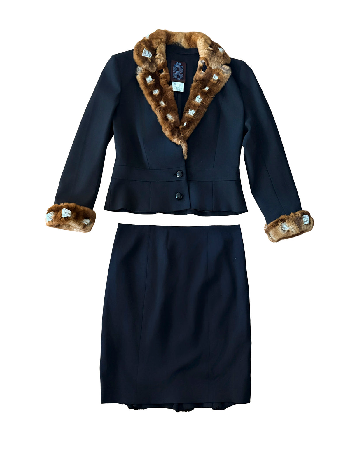 John Galliano 2001 Fur Trim Suit Set