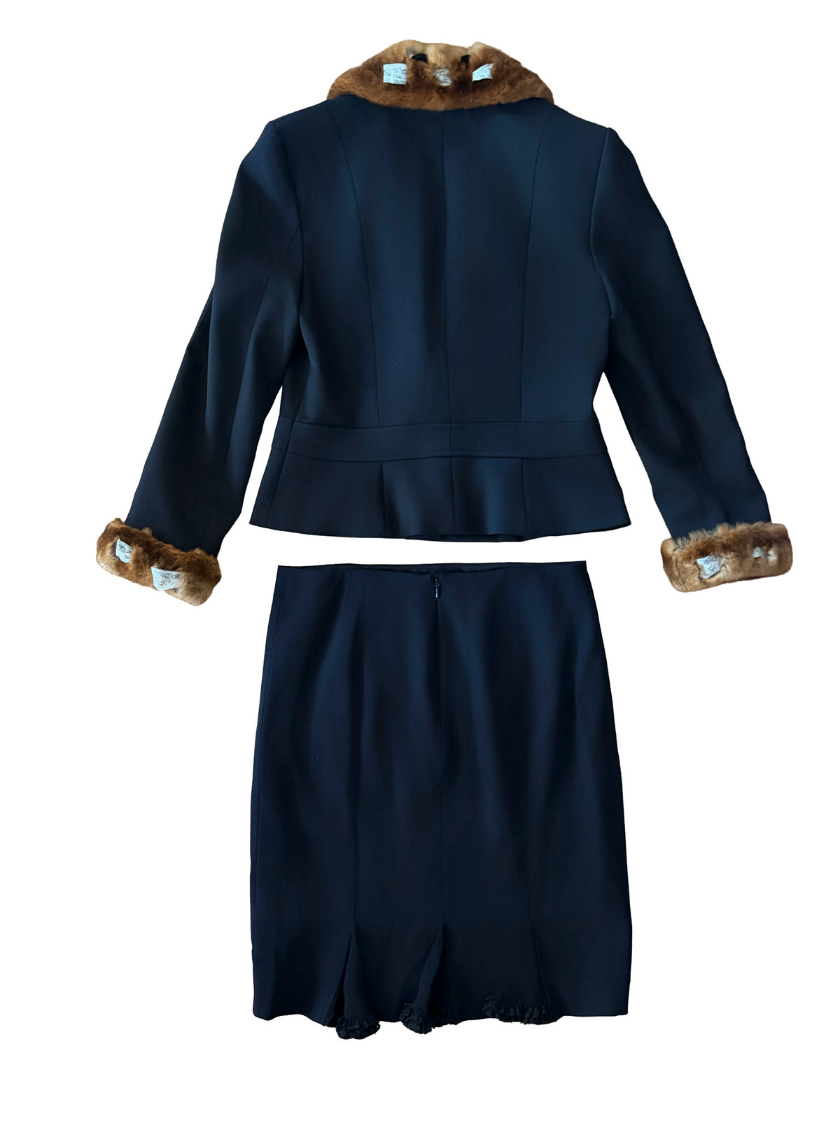 John Galliano 2001 Fur Trim Suit Set