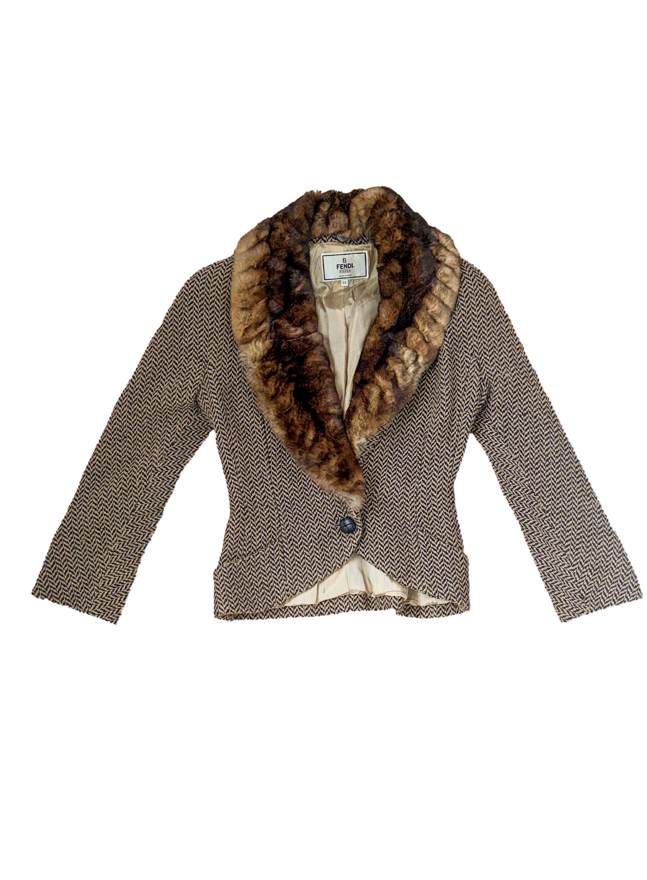 Fendi by Karl Lagerfeld Fur Tweed Jacket