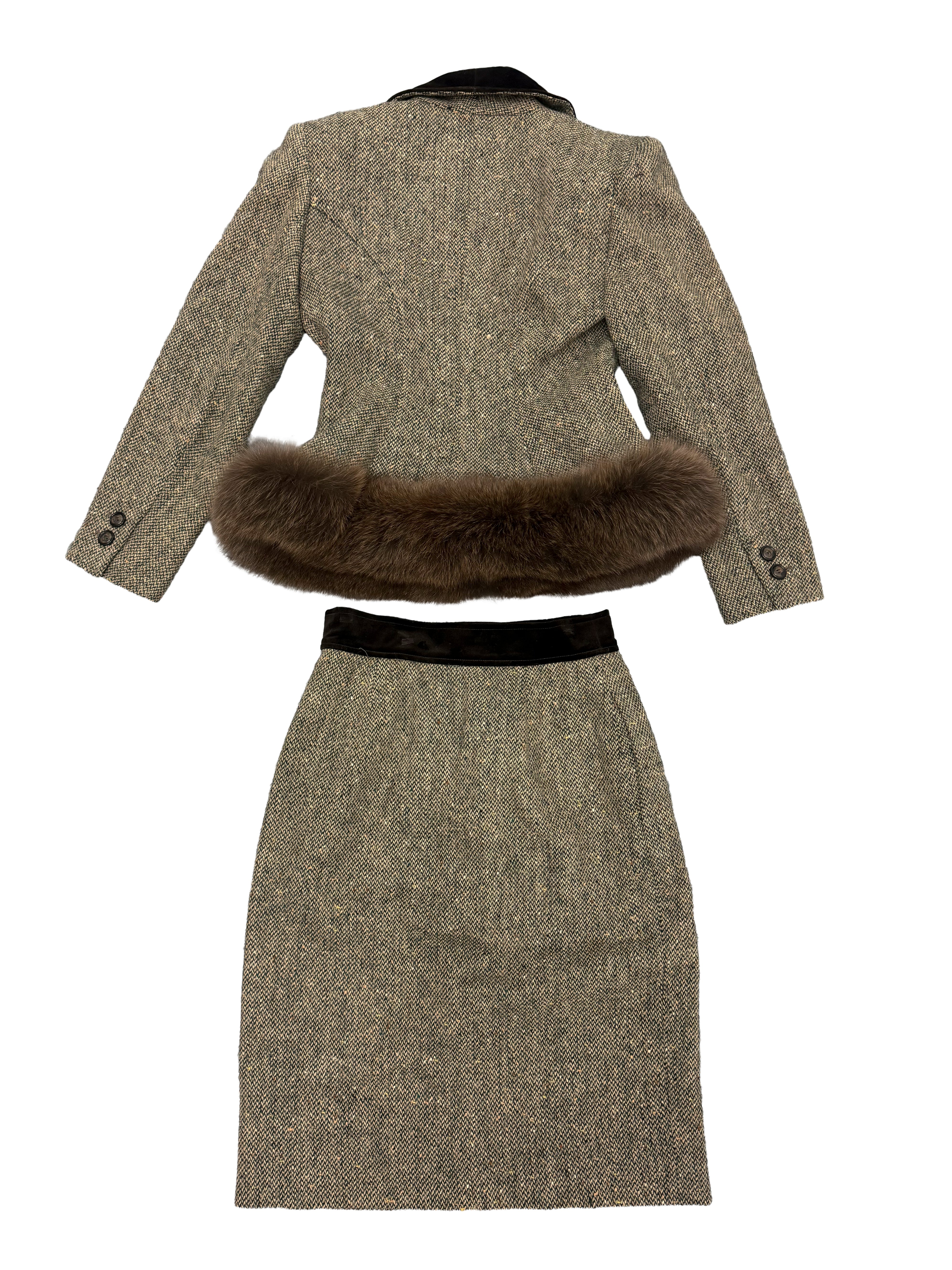 Valentino Boutique Tweed Fur Trim Set