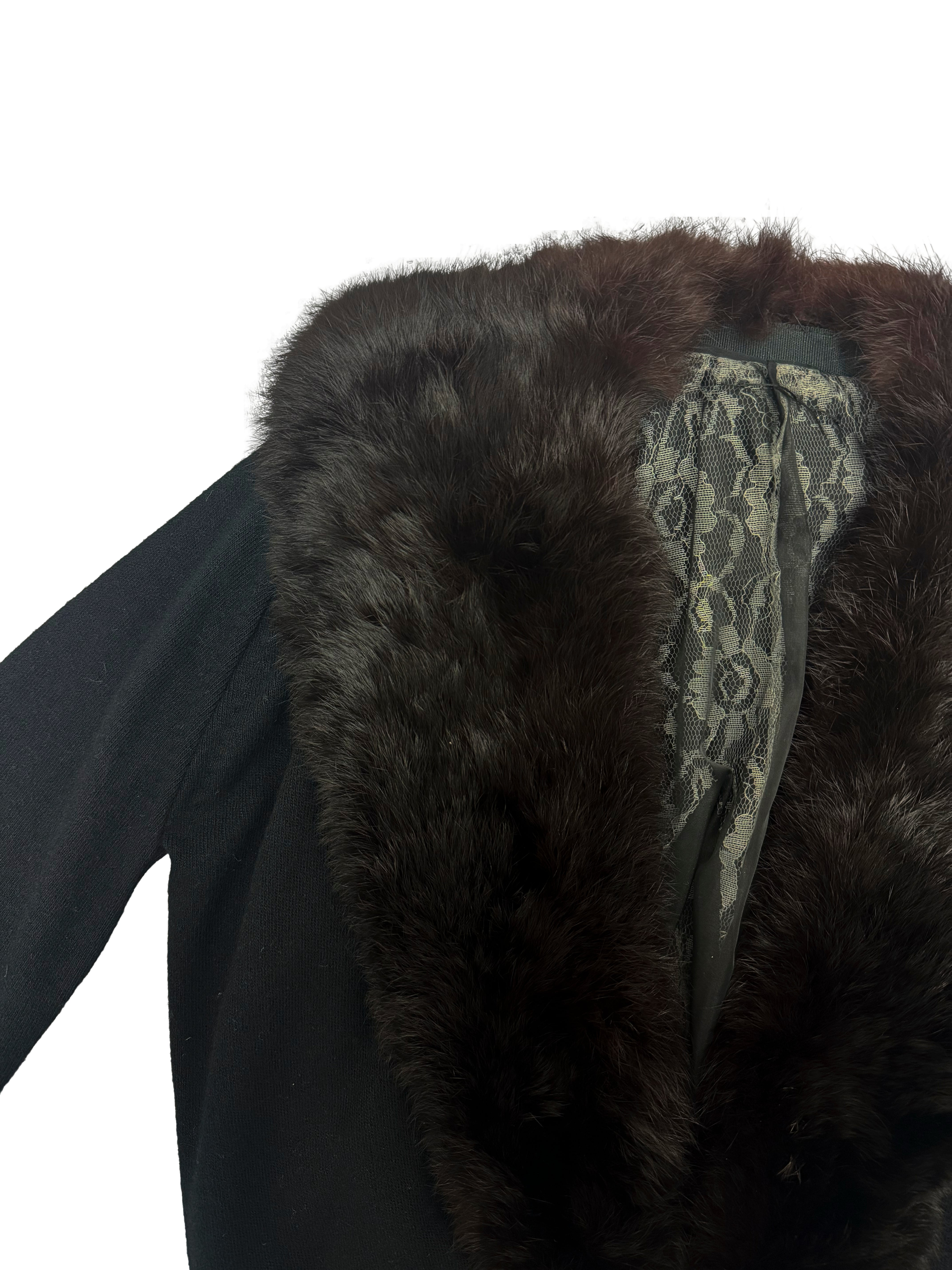 Unsigned Brown Fur Trim Cardigan