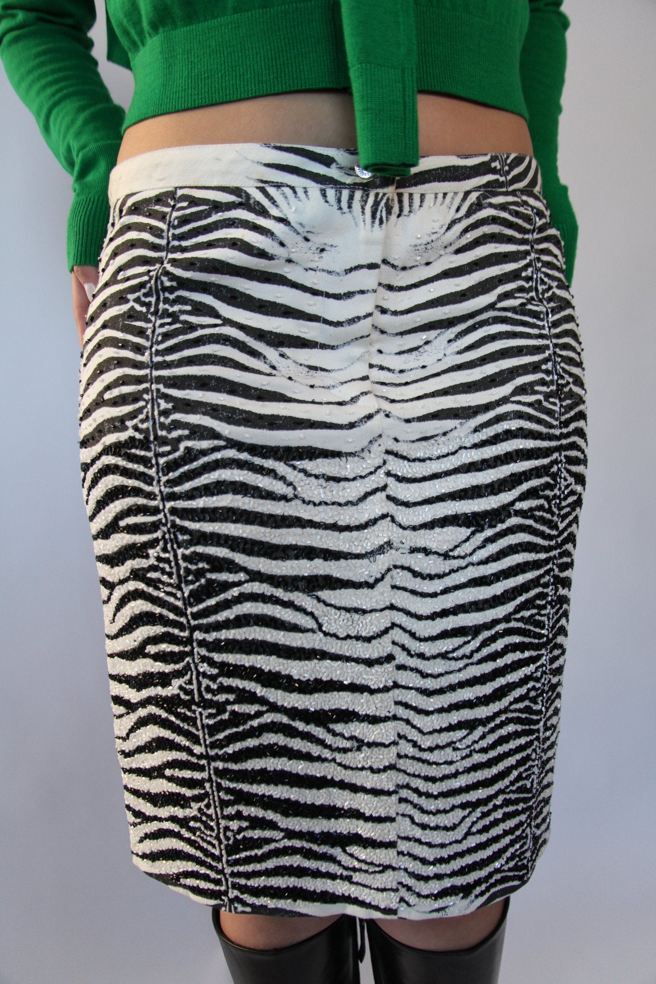 Roberto Cavalli 2000s Beaded Zebra Skirt