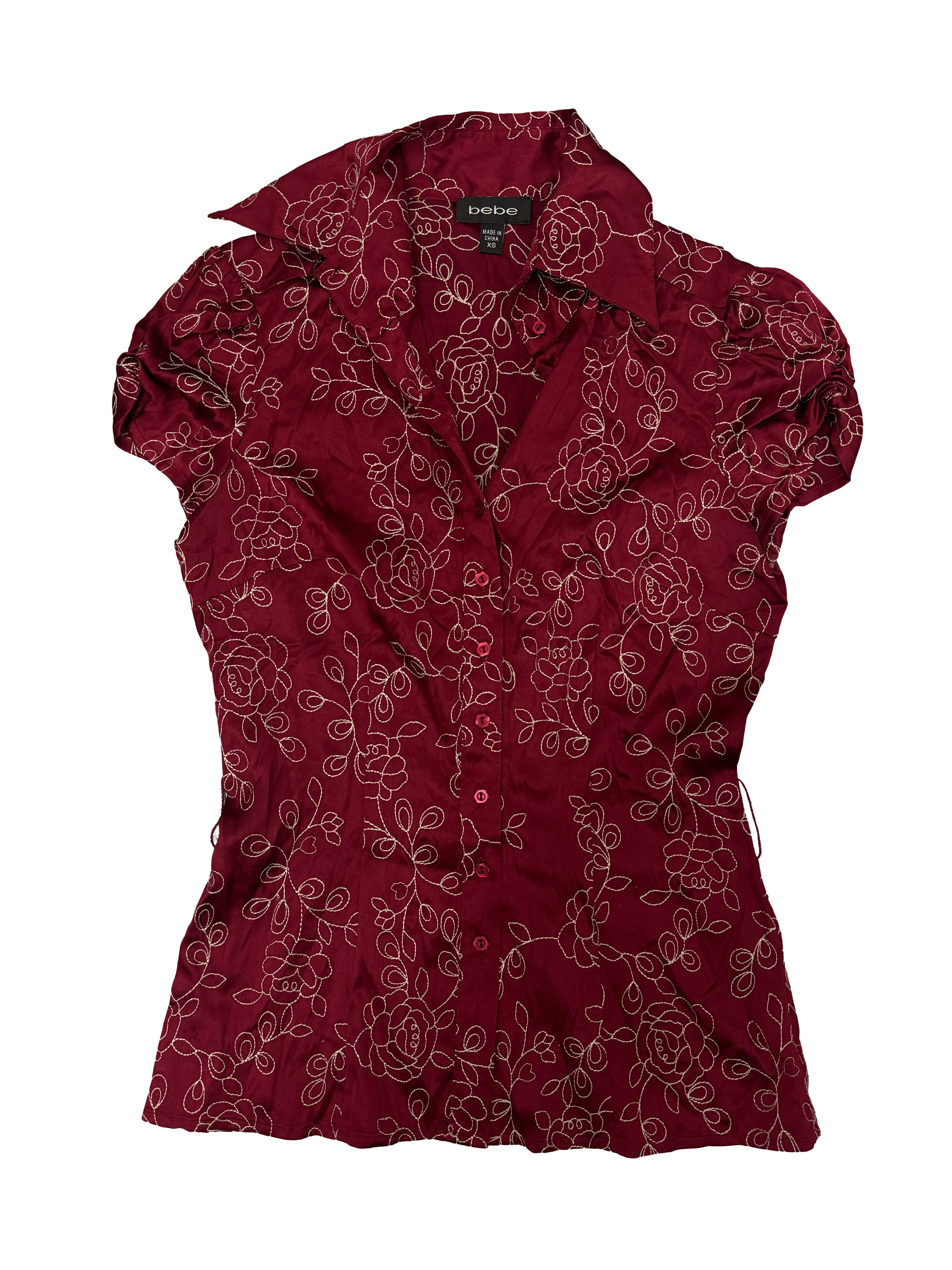Bebe Embroidered Satin Top