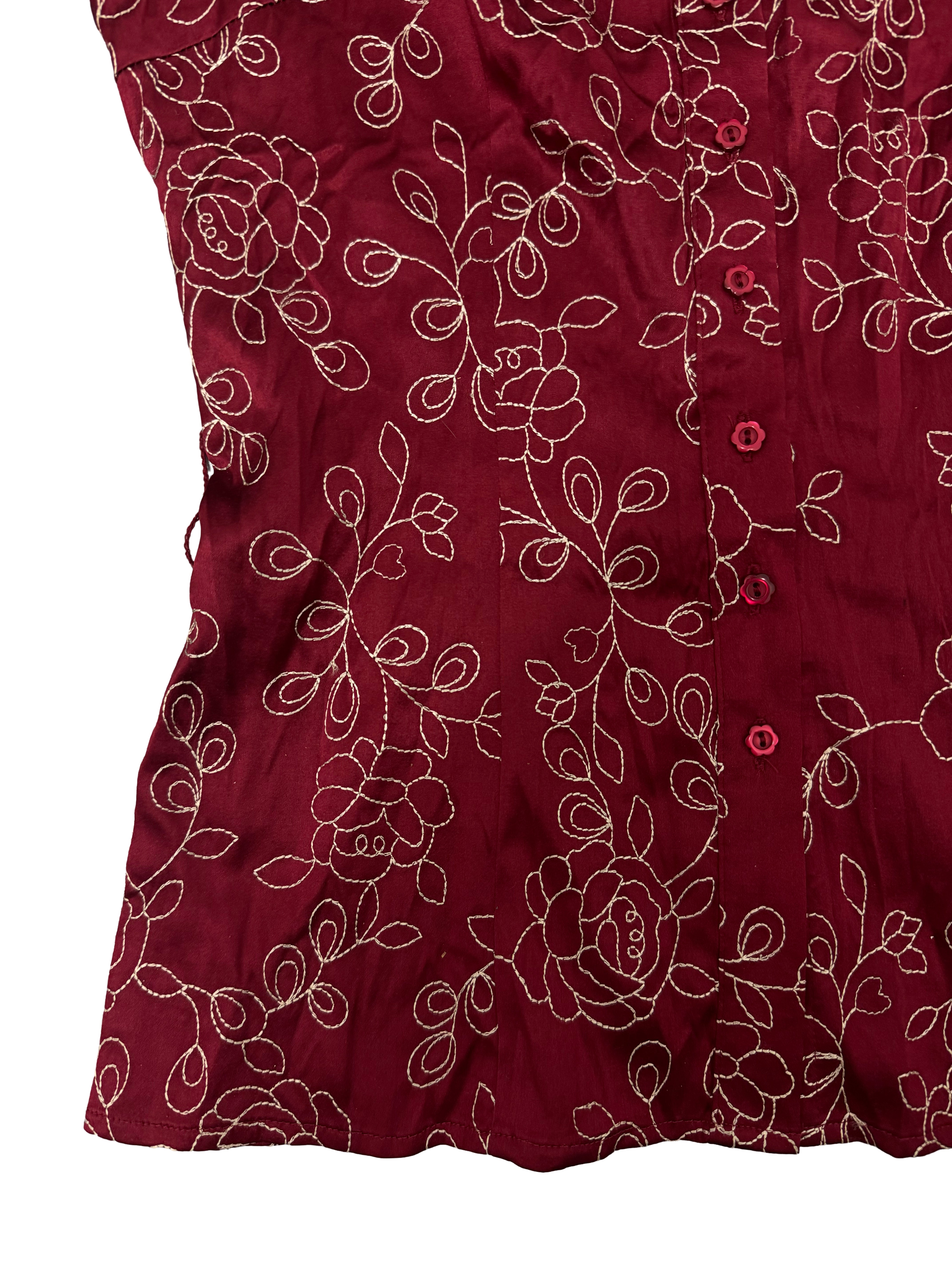 Bebe Embroidered Satin Top