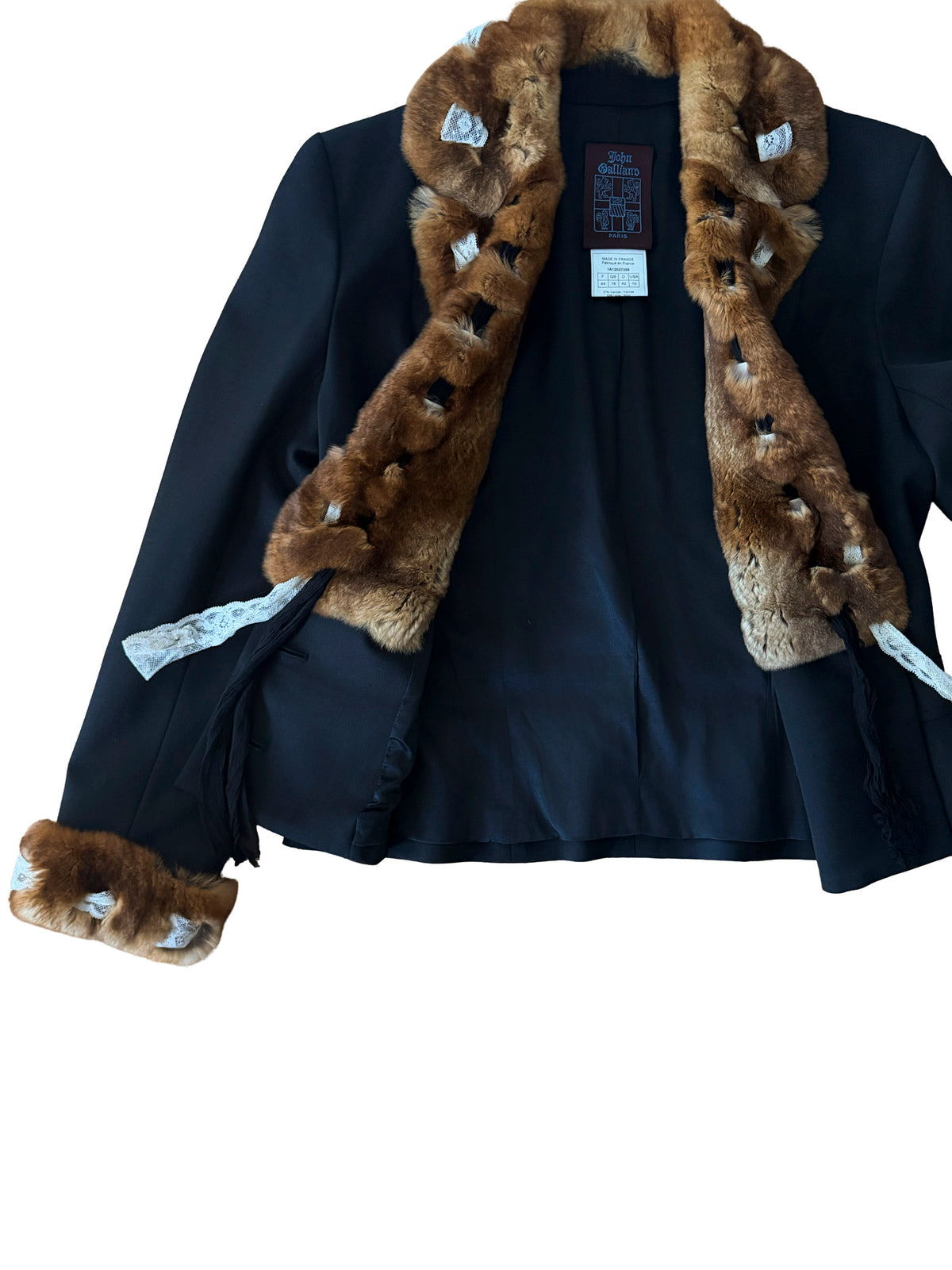 John Galliano 2001 Fur Trim Suit Set